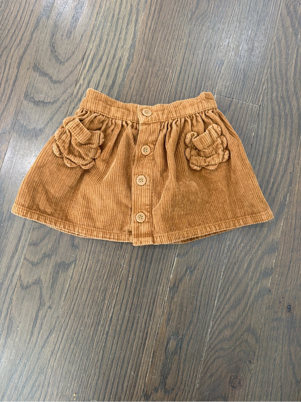 Emile et Ida Girls' Corduroy Button Skirt - Caramel Brown